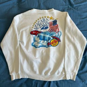 Vintage Niagara Falls Hard Rock Cafe Men's White Crewneck Large 90s Vacation